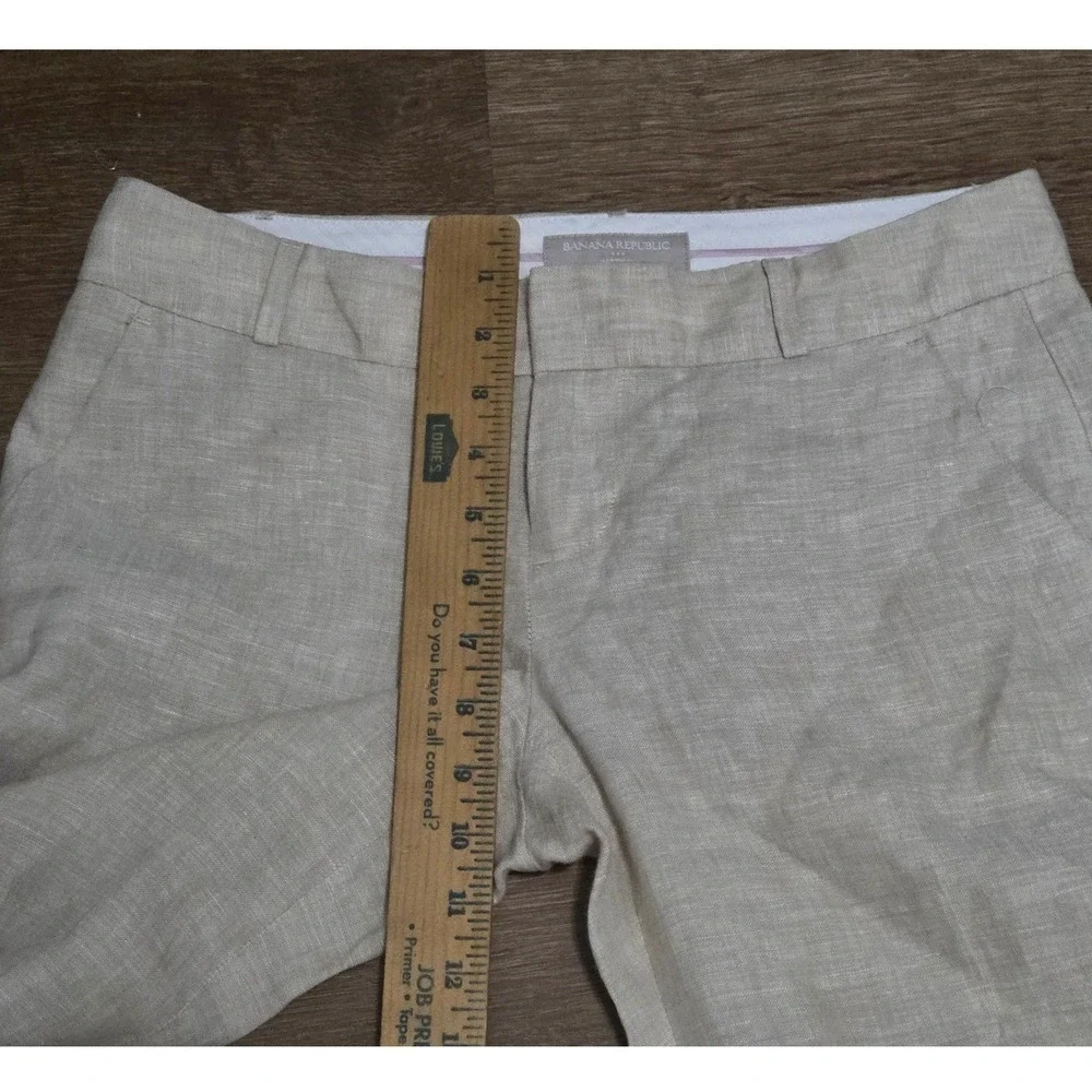 Banana Republic Martin‎ Fit Beige Linen Straight Leg Trousers Women's  Sz 2pa B1